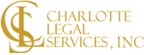 A green background with yellow letters that say " charlotte legal service ".